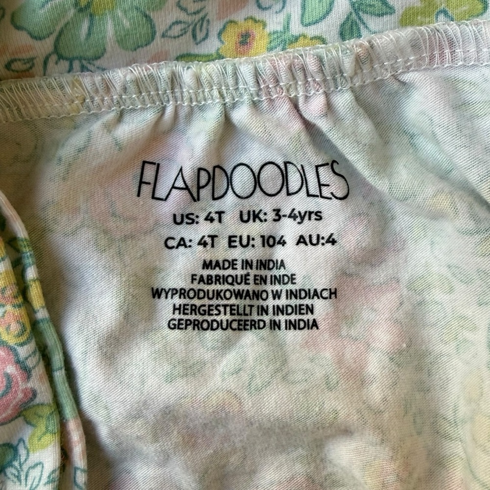 Flapdoodles Floral Print Babydoll Flutter Sleeve Tee Girls 4T Ruffle Peasant Top - Picture 6 of 7